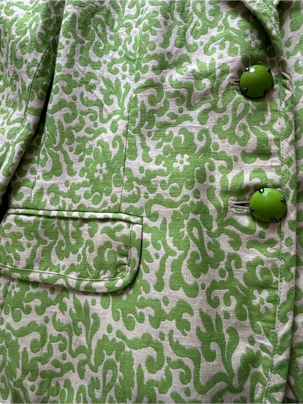 EUC! RARE! J.Crew Linen Patterned Blazer - Picture 3 of 5